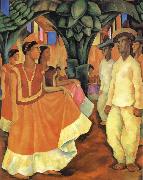 Diego Rivera The Dancing from Tehuantepec painting